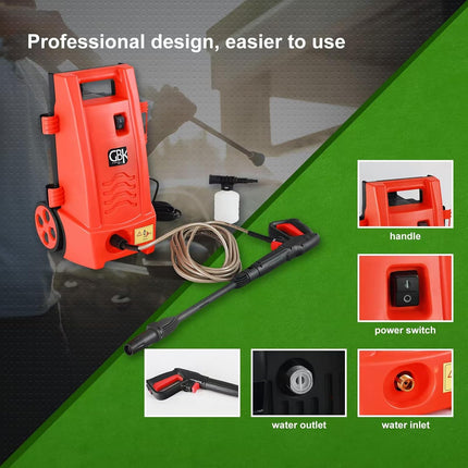 GBK 2000 PSI Max 1.5 GPM Electric High-Pressure Washer with 5m Hose