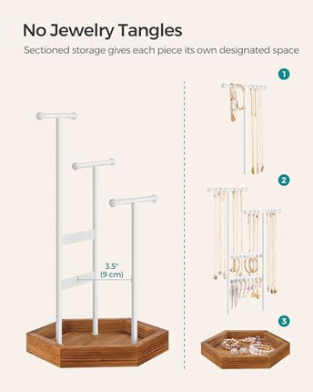 SONGMICS Jewelry Holder, Jewelry Organizer, 4 Independent Zones, Jewelry Display