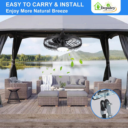 Depuley Outdoor Ceiling Fan with Light: 20 Inch Waterproof Gazebo Fans with Ligh