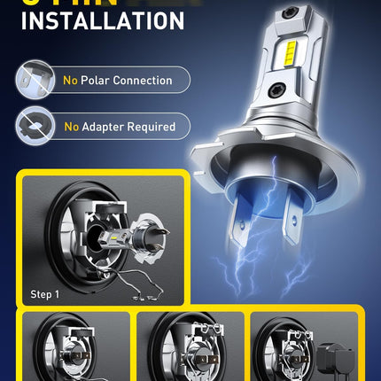 AUXITO H7 LED Headlight Bulbs, 600% Brightness 6500K White 1:1 Mini Size H7 LED