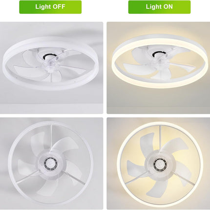 Leoezya Modern Flush Mount Low Profile Ceiling Fans with Lights and Remote, 6 Sp