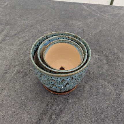 ETGLCOZY Ceramic Planter Pot with Drainage Hole and Saucer, 5.5/5/4.1 inch Flowe