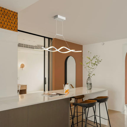 Jaycomey Modern Pendant Light, Dimmable LED Chandelier with Remote Control,Wave