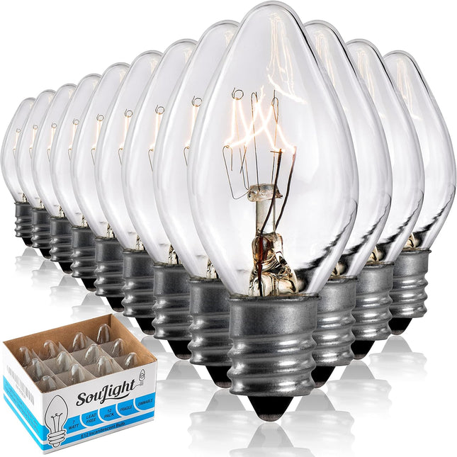 7 Watt Night Light Replacement Bulbs - 12 Pack Salt Lamps, Crystal Clear Glass,C