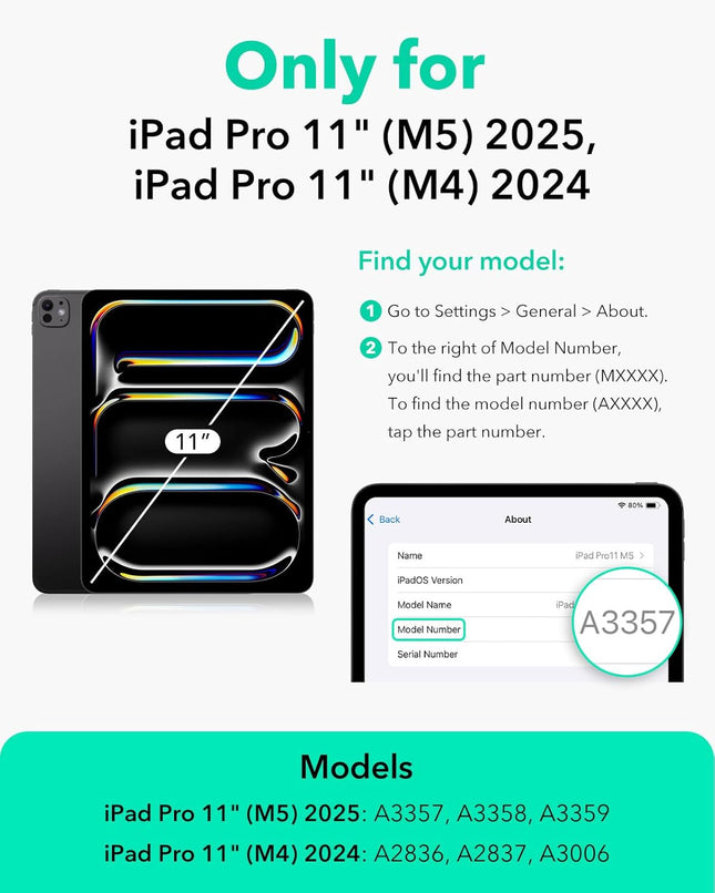 ESR for iPad Pro 11 Inch Case M5/M4, iPad Pro 11 Case 2025/2024 with Pencil Hold