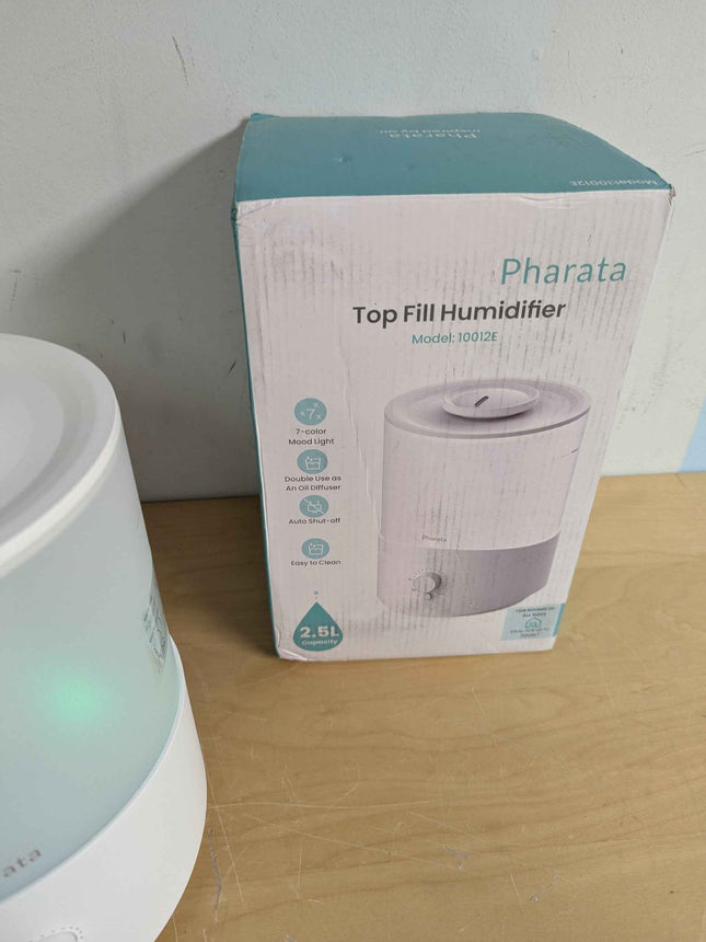 Pharata Humidifiers for Bedroom Large Room, 2.5L Cool Mist Humidifier with Essential Oil Diffuser, Top Fill Humidifier for Baby, Home, Plant, Ultrasonic Humidification for whole house, Auto Shut-Off