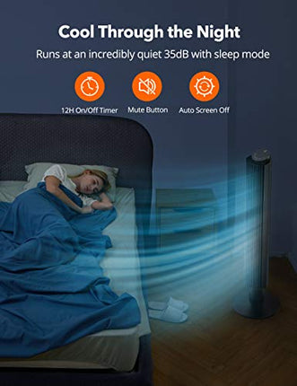 NO REMOTE Tower Fan for Bedroom, 42'' Height Adjustable Cooling fan, 5 Speeds, S