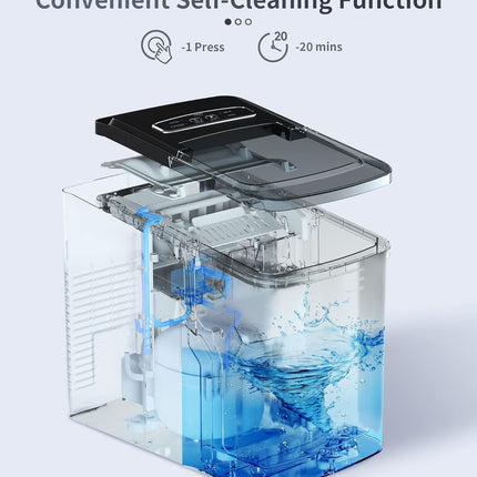 ecozy Portable Ice Maker Countertop, 9 Cubes Ready in 6 Mins, 26.5 lbs in 24 Hou