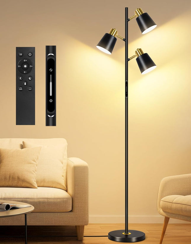 OUTON LED Tree Floor Lamp, Modern Dimmable Standing Lamp with Remote & Touch Con