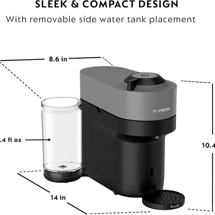 Nespresso Vertuo Pop+ Coffee and Espresso Machine by Breville - Dark Grey