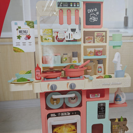 CUTE STONE Pretend Play Kitchen with Water Sink & Steam Stove, 63 Pieces with Light & Sound (No Instructions)