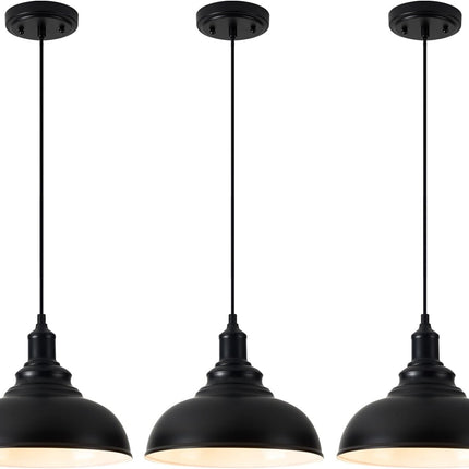 ALAISLYC 3 Pack Farmhouse Pendant Light Black Pendant Lighting for Kitchen Island