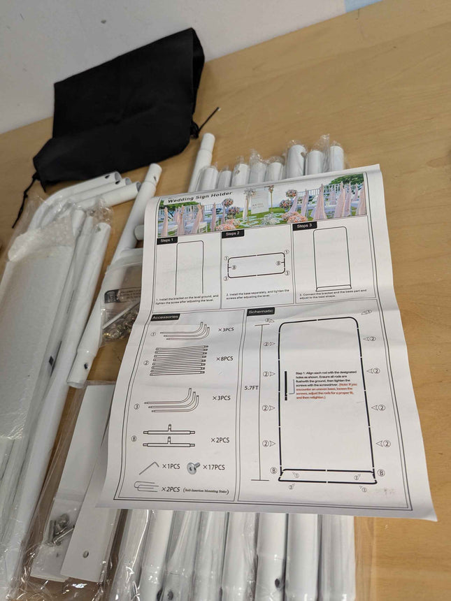 Wedding Sign Holder, Adjustable Welcome to Our Wedding Sign Stand W/Design Bundl