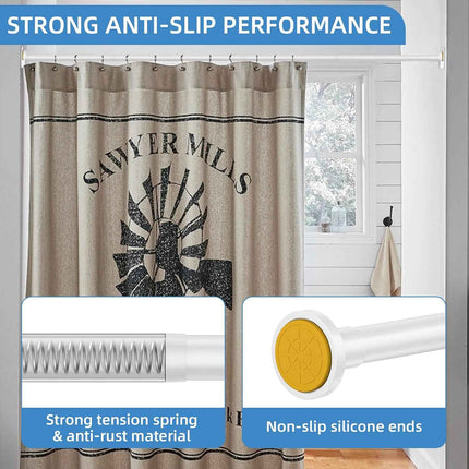 CorkLatta White Shower Curtain Rod,1 Inch Diameter Stainless Steel Adjustable Sp