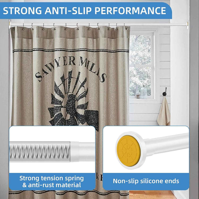 CorkLatta White Shower Curtain Rod,1 Inch Diameter Stainless Steel Adjustable Sp