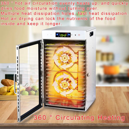 Food Dehydrator 18 Stainless Steel Trays, Food Dryer Machine for Beef Jerky, Mea