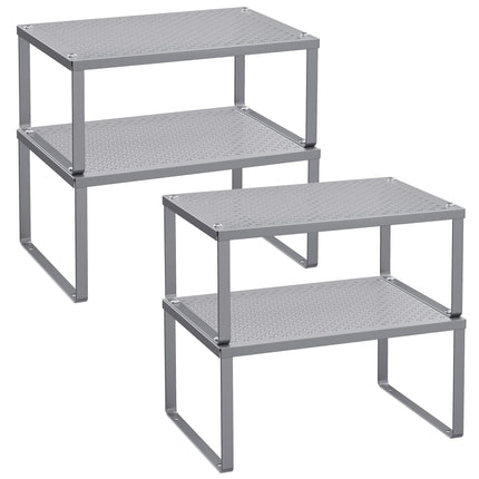 SONGMICS Spice Racks, Set of 4 Metal Cabinet Shelf Organizers, Countertop Organi