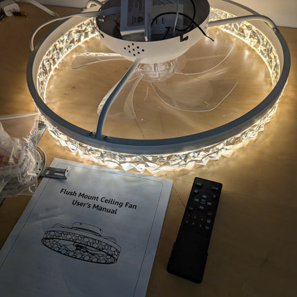 LEDIARY 20" Modern Ceiling Fans with Lights and Remote, Dimmable Low Profile Cei