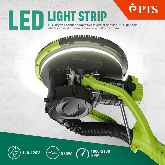 PTS Drywall Sander, 8.5A Electric Drywall Sander with Vacuum Dust Collection, 5