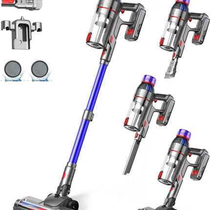 MQDXE Cordless Stick Vacuum Cleaner: 550W Powerful Suction, LED Display, 55 Min