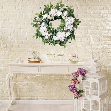 24 Inch Spring Summer Flower Wreath for Front Door, Summer Floral Door Wreath, S