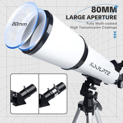 Telescope 80mm Aperture 600mm - Astronomical Portable Refracting, Fully Multi-Co
