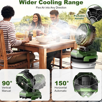Portable Misting Fan 150° Oscillating,30000mAh Rechargeable Battery Powered,4 St