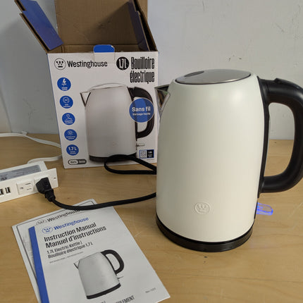 Westinghouse 1.7L Electric Steel Kettle - Matte White, Durable Steel Body Constr