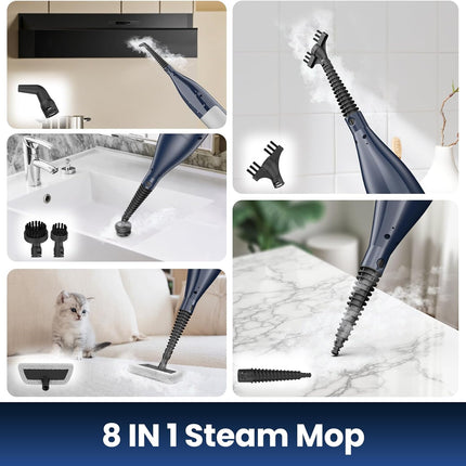 DEVOAC VM6 Steam Mop with Rotating Pads, 10 in 1 Lightweight Steam Mop & 3 Steam