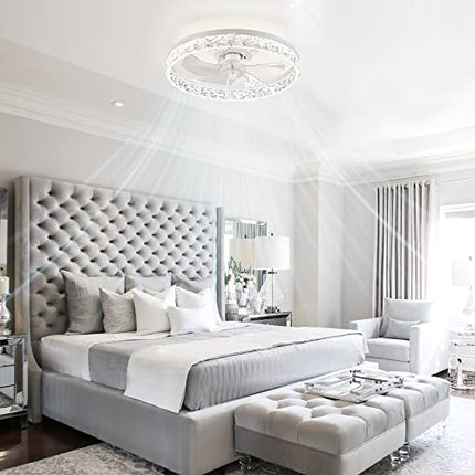 LEDIARY 20" Modern Ceiling Fans with Lights and Remote, Dimmable Low Profile Cei