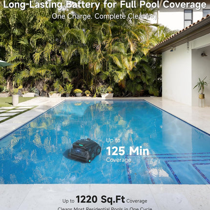 WYBOT B1 Cordless Robotic Pool Cleaner (2026), Quad-Roller Brushes, 125 Min Runtime, App Control, All Pool Types