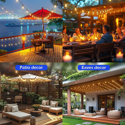 luckystyle 120FT LED Outdoor String Lights with 30+2 Edison Shatterproof Waterpr