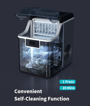ecozy Countertop Ice Makers, 45lbs Per Day, 24 Cubes Ready in 13 Mins, Stainless