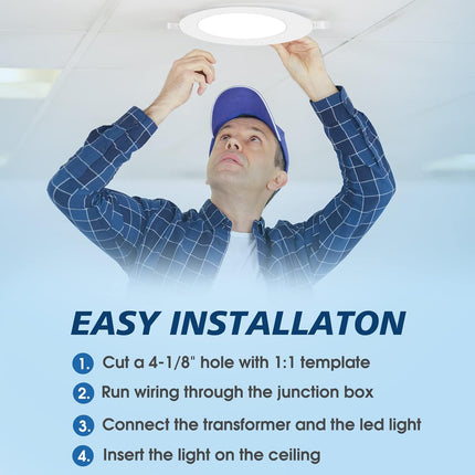 INCARLED 4Inch 3CCT Black Pot Lights, 3000K 4000K 5000k Potlights, 6Pack LED Rec