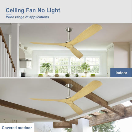 BvenuBigLite Ceiling Fan Without Light: 52 Inch 3 Blade Indoor Outdoor Fan for P