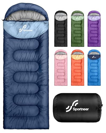 Sleeping Bag, Sportneer Sleeping Bags for Adults Kids 3 Seasons Warm Cold Weathe