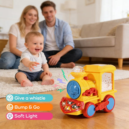 Light Up Train Toy for Toddlers, Transparent Car Toy for Kids with Cool Light an