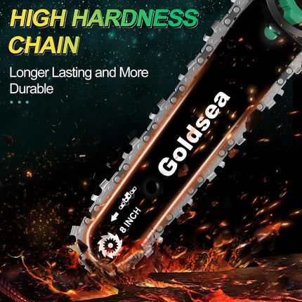 Mini Chainsaw Cordless 8 Inch, Goldsea Hand-Held Electric Chain Saw with 2 * 400