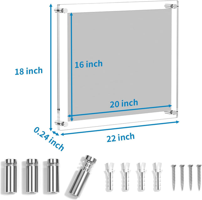 AITEE Large Acrylic Floating Picture Frame 16×20，Clear Photo Frame Wall Mount, D