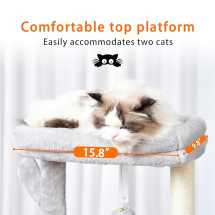 Heybly Cat Tree, 39.4 Inches Tower Condo with Scratching Post, Cat Tower for Ind