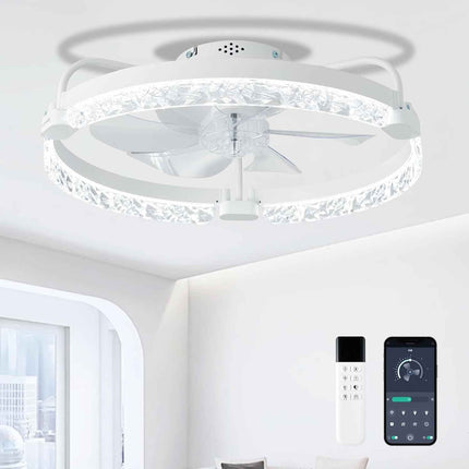 LANMEL 20 Inch Low Profile Ceiling Fans with Lights and Remote,7-Blade Fandelier