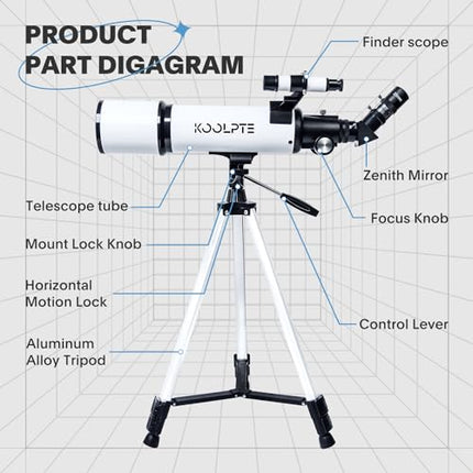 Telescope 80mm Aperture 600mm - Astronomical Portable Refracting, Fully Multi-Co