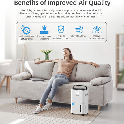HOGARLABS 3500 Sq. Ft 50 Pint Energy Star Dehumidifier for Home Basements Bedroo