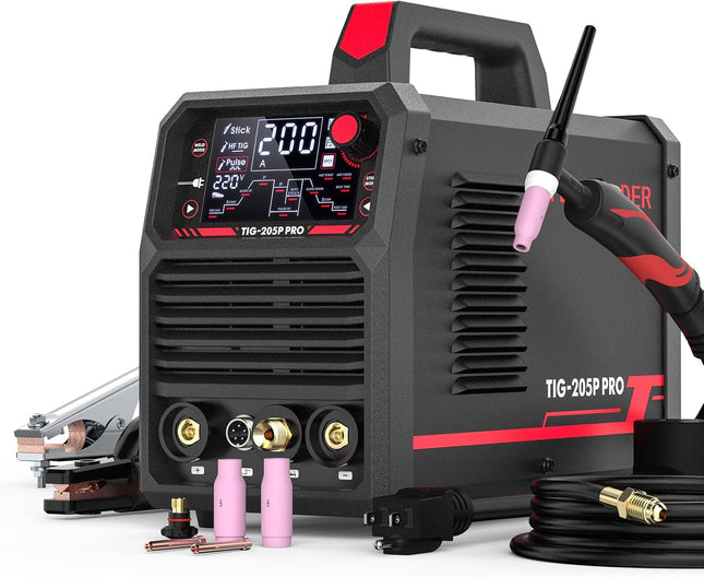 YESWELDER TIG Welder with Pulse 205Amp, Stick/DC TIG/Pulse TIG 3 in 1, 110&220V