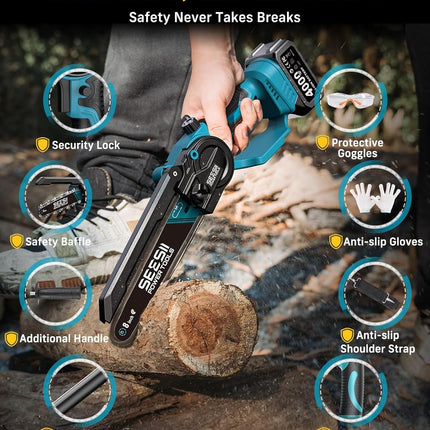 SEESII 2-in-1 Cordless 8 Inch Pole Saw & Mini Chainsaw with 2 Batteries