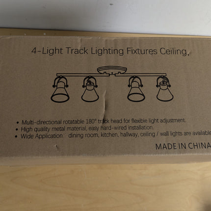 KEESFU 4-Light Track Lighting Kit, Black Semi Flush Mount Ceiling Light