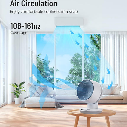 Air Circulator Fan with Remote, Small Oscillating Table Fan with 8-Hour Timer, 9