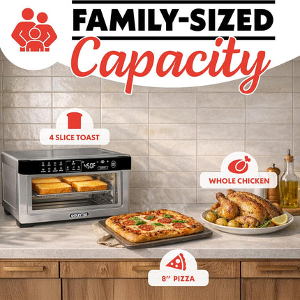 Gourmia Toaster Oven Digital Air Fryer - Convection Mode with 4 Slice Capacity,