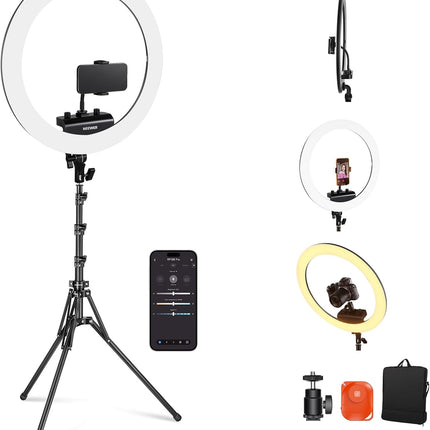 NEEWER Professional 18 Inch Ring Light with Tripod Stand Phone Holder Compatible