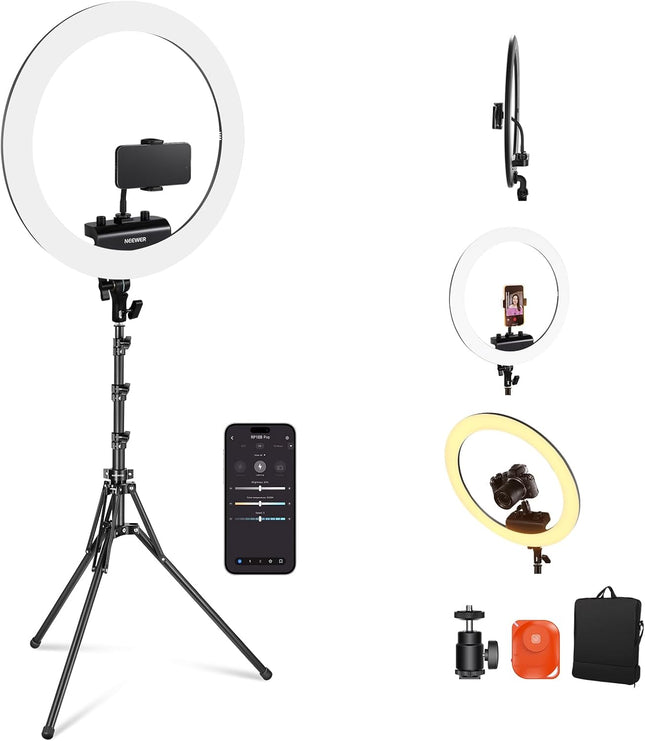 NEEWER Professional 18 Inch Ring Light with Tripod Stand Phone Holder Compatible